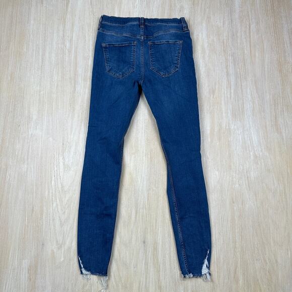 Free People Blue Distressed High Rise Fray Ankle Casual Skinny Denim Jeans 26 - Picture 12 of 15